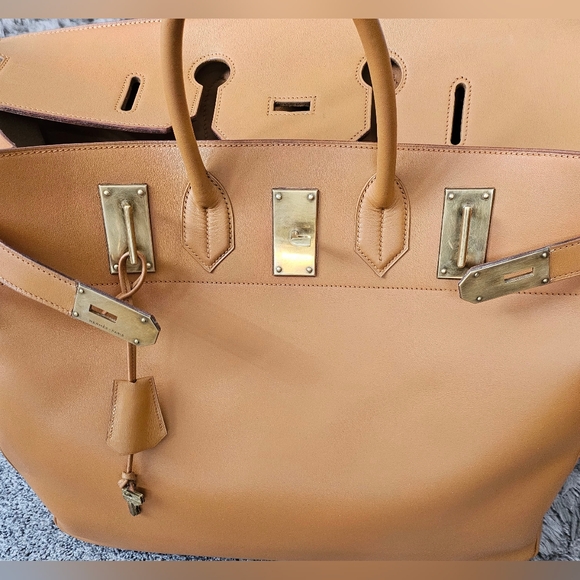 Hermes Natural Hide Leather HAC Birkin 50 Travel Bag - Picture 10 of 16